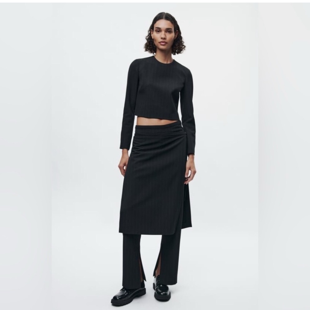 Zara pinstripe skirted pant
